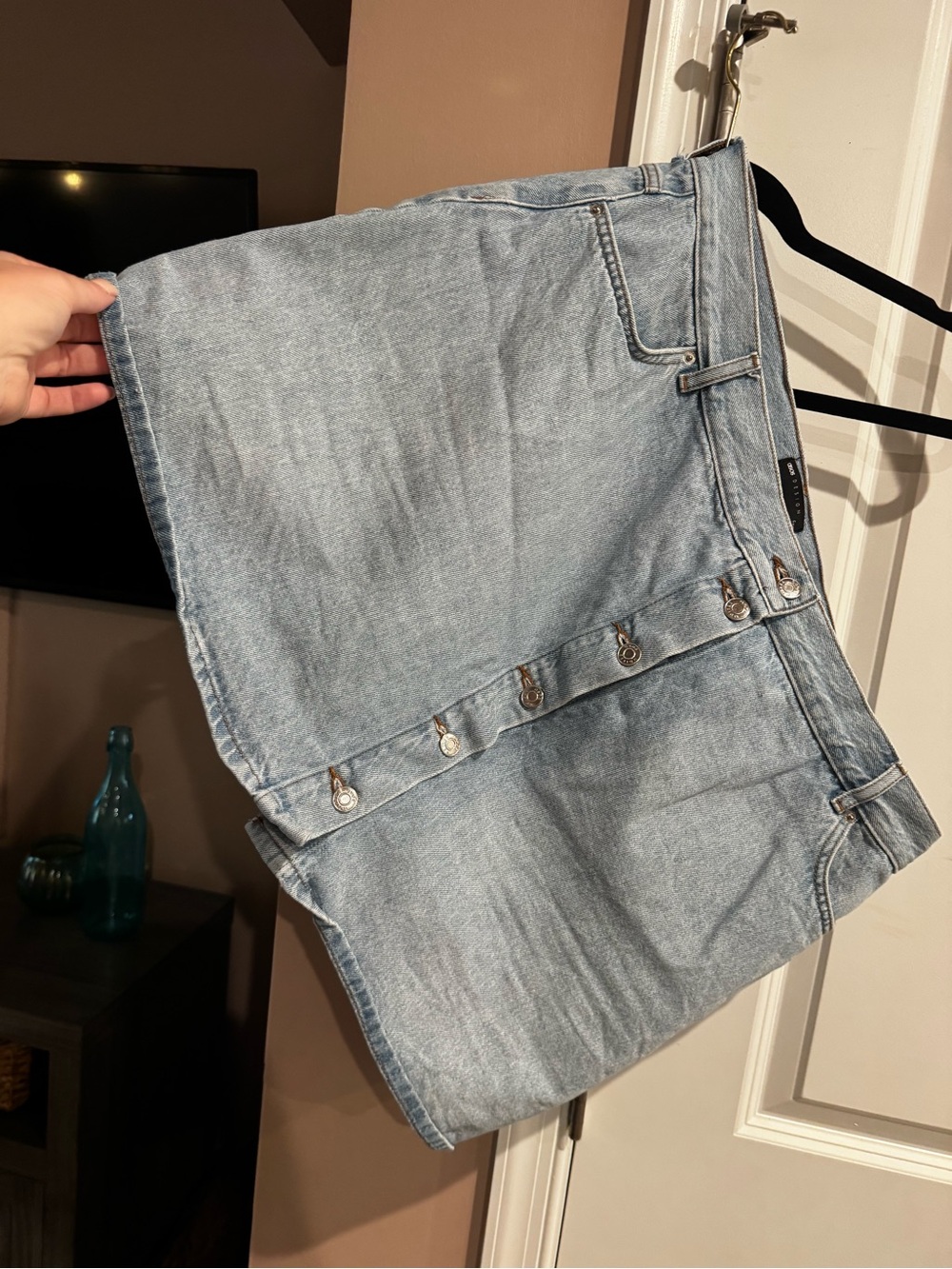 ASOS Light Blue Denim Button-Front Mini Skirt